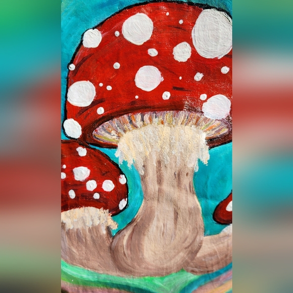 🍄🍄🍄 BONGO custom hand painted upcycled mushroom button down jacket - Picture 9 of 16